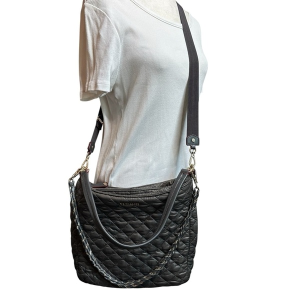 MZ Wallace Handbags - MZ Wallace Crosby Hobo Quilted Black Crossbody Bag Magnet color